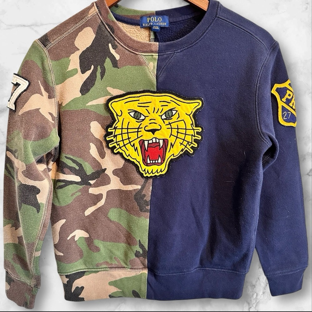 PRL Polo Ralph Lauren Tiger Half‎ Camo Kids size 10-12 years Sweatshirt